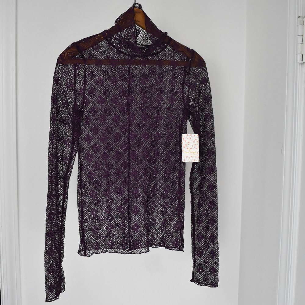 Free People Sheer Top in Berry Secret